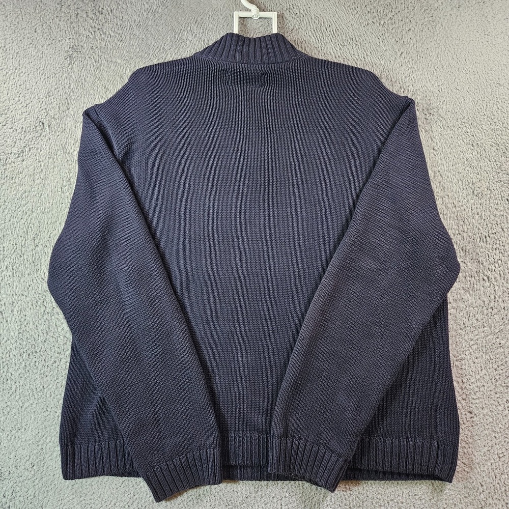 Chaps Sweater Men XXL Chunky Knit‎ Cotton 1/4 Zip Navy Blue - Picture 9 of 13